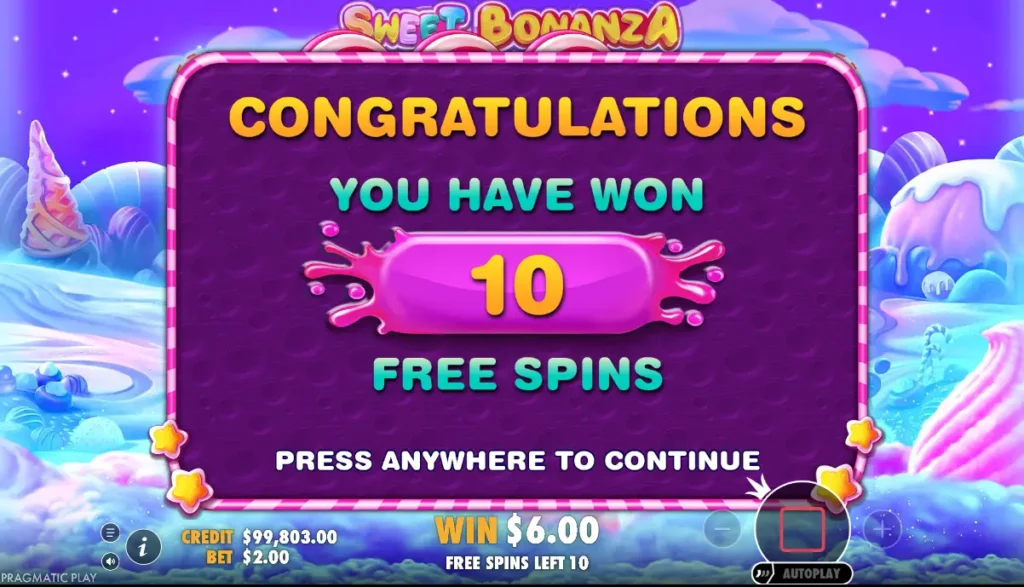 Δωρεάν περιστροφές Sweet Bonanza